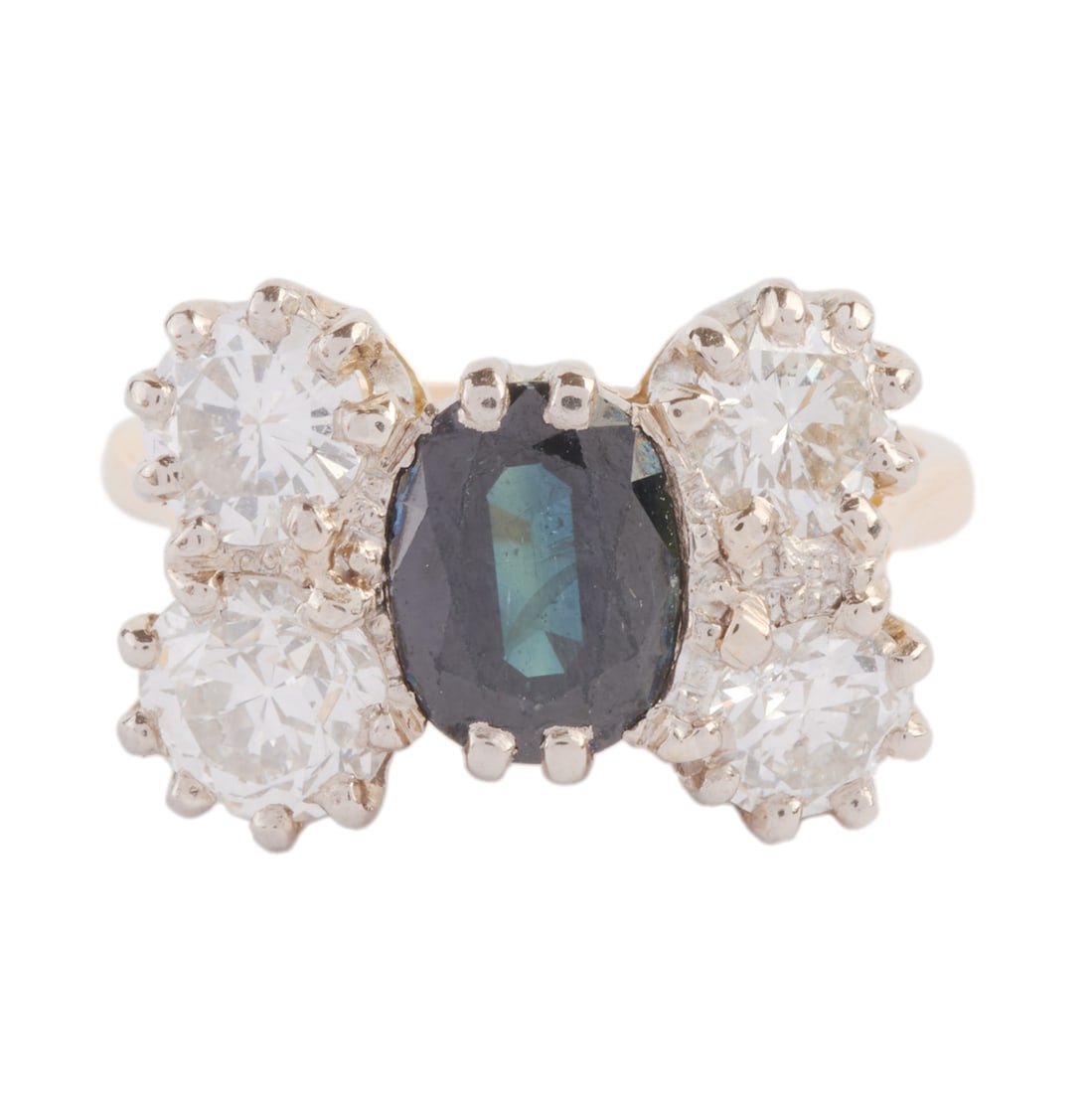 Vintage European Sapphire, Diamond, 18k Gold Ring. (1 of 4)