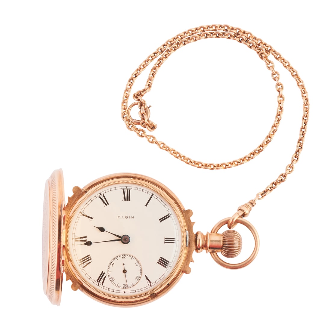 Elgin 14k Yellow Gold Pocket Watch with Chain. (1 of 5)