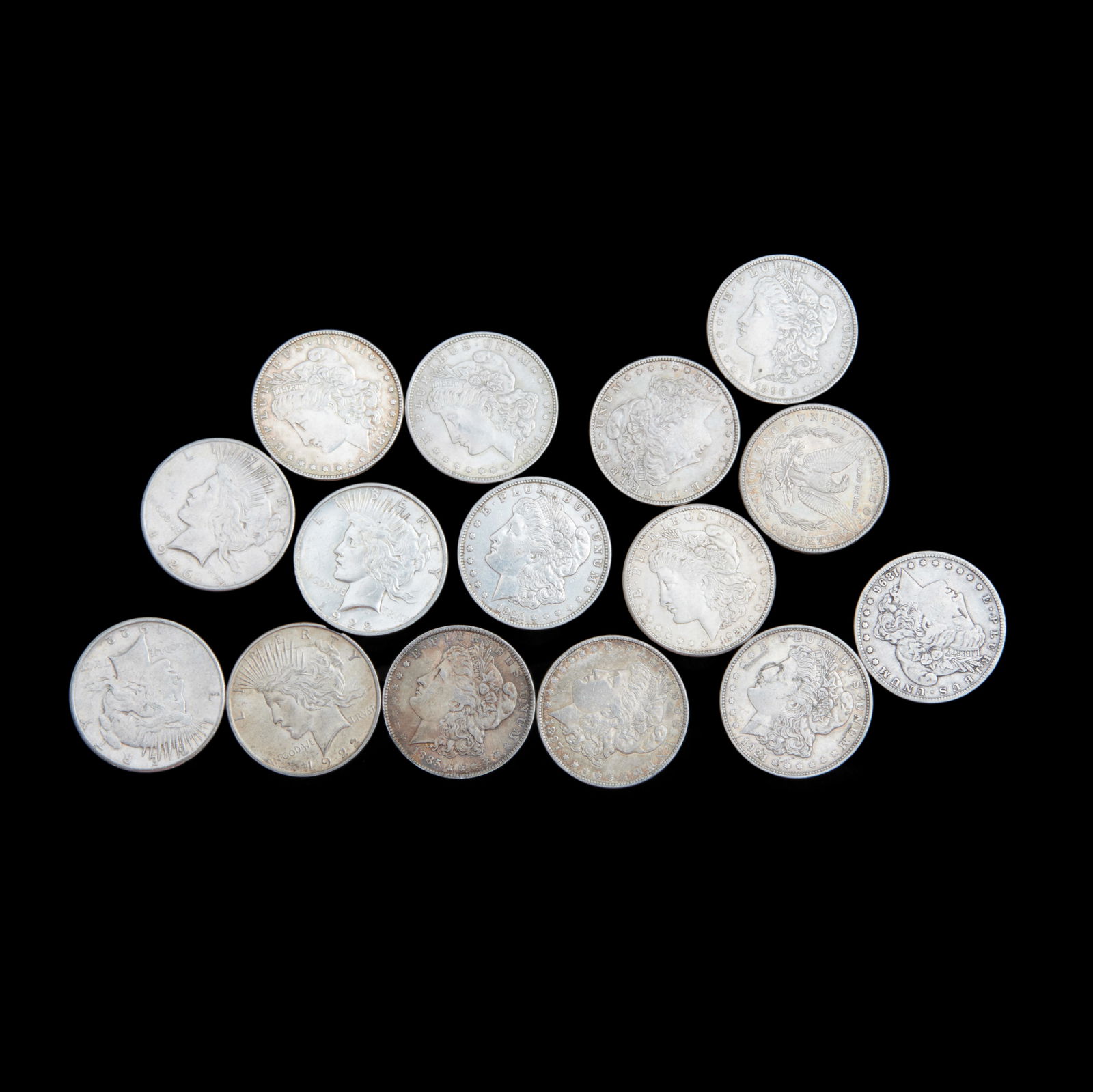 US Silver Dollars, Mixed Condition. (1 of 1)