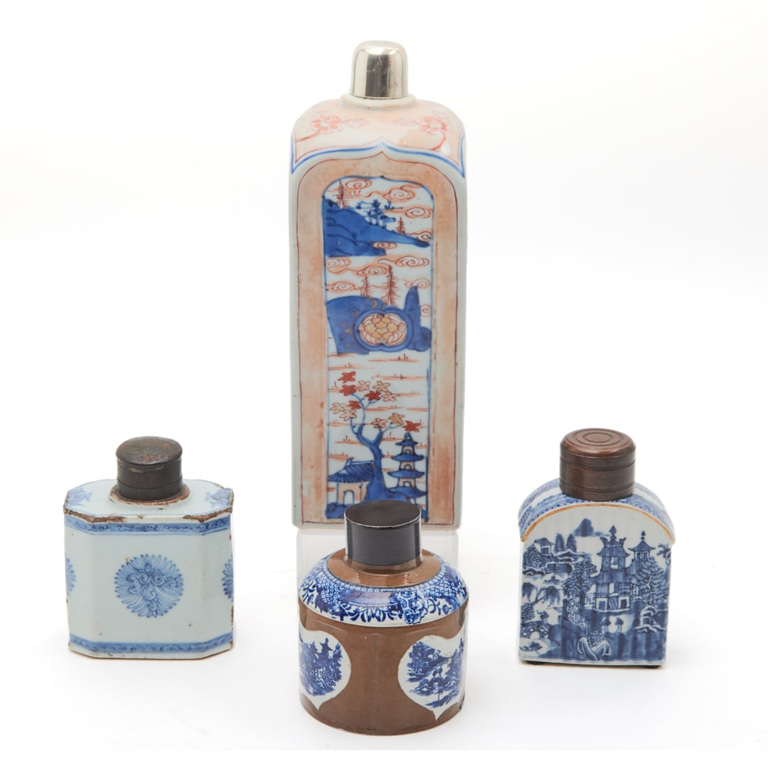 Four Chinese Export Porcelain Tea Caddies with Covers (1 of 4)