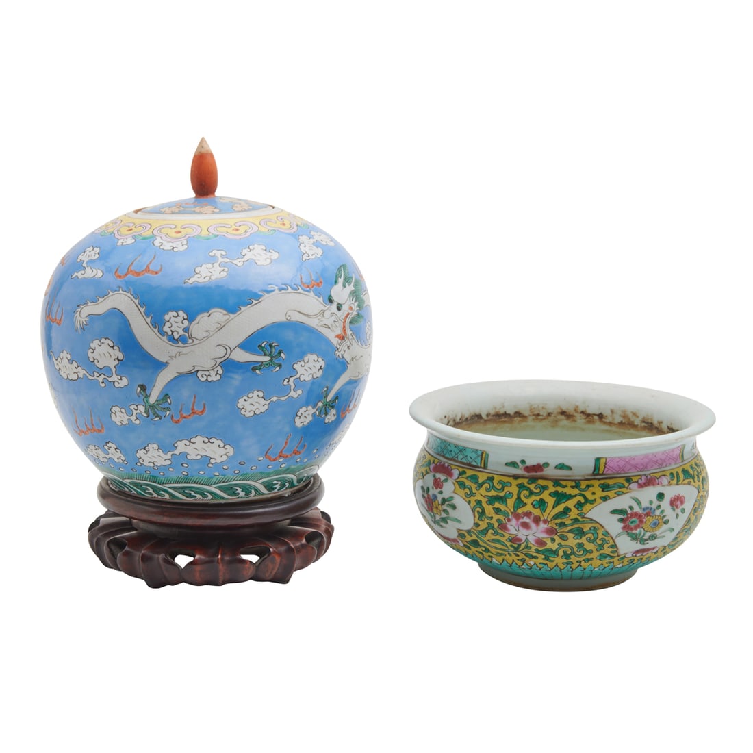 Chinese Famille Rose Porcelain Bowl and Ginger Jar (1 of 4)