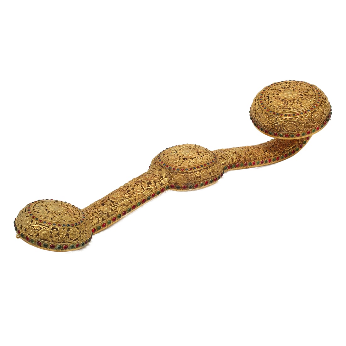 Chinese Jeweled Dore Bronze Scepter (1 of 6)