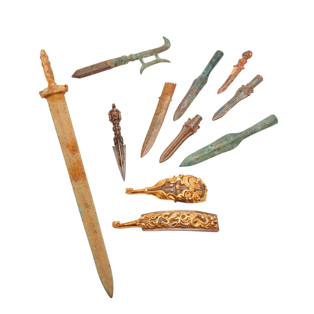 Eleven Assorted Chinese Metal and Hardstone Items (1 of 5)