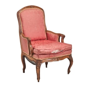 Louis XV Provincial Carved Walnut Bergere