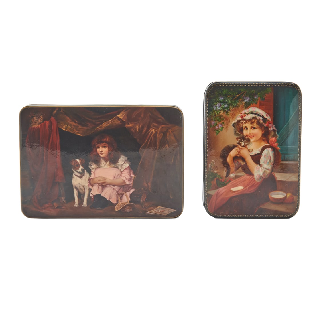 Two Russian Lacquer Fedoskino Signed Boxes (1 of 3)