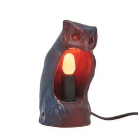 Rare Van Briggle Pottery Owl Lamp