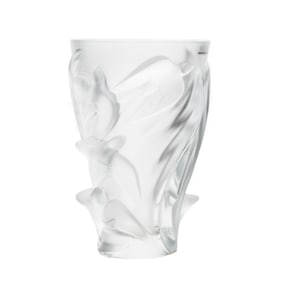 Pair of Lalique "Martinet" Crystal Vases