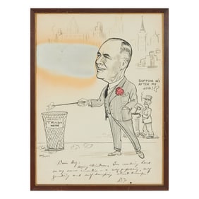 Earle Chesney Political Cartoon, Signed by Eisenhower