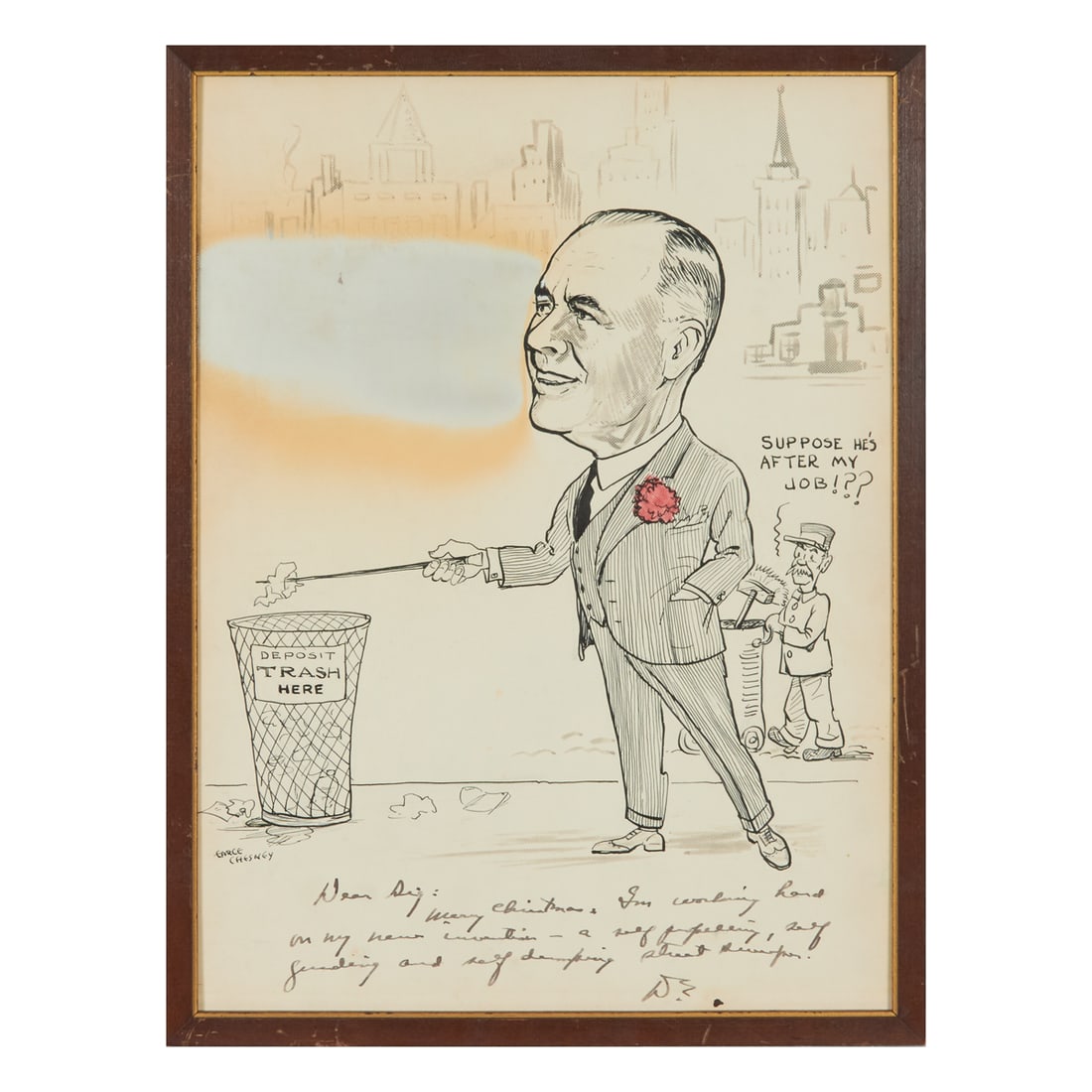 Earle Chesney Political Cartoon, Signed by Eisenhower (1 of 4)