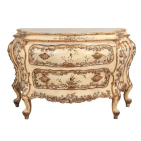 Italian Rococo Painted Bombe Commode