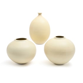 Three Otto Heino Studio Glazed Porcelain Vases