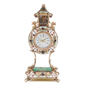 Hungarian Jeweled Enamel Clock