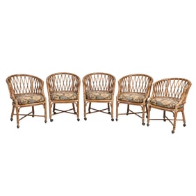 Five McGuire Bamboo Dining Chairs