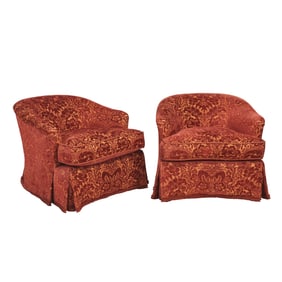 Pair of Tucker & Marks Velvet Upholstered Lounge Chairs