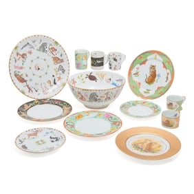Collection of Lynn Chase Mixed Patterns Porcelain Wares