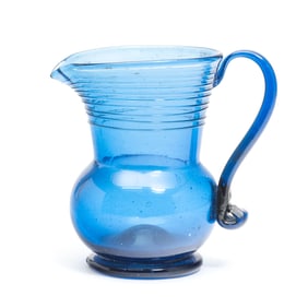 Lancaster New York Blue Blown Glass Pitcher