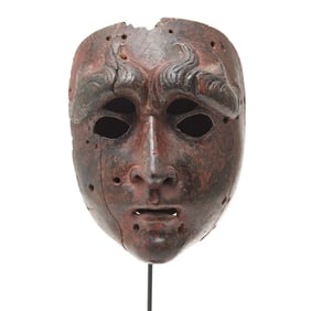 Antique Spanish Colonial Painted Wood Mask