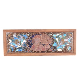 Antique Figural Stained Glass Panel
