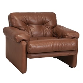 Tobia Scarpa for B&B Italia Brown Leather Club Chair