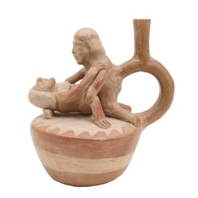Peruvian Chimu Type Pottery Erotic Whistling Vessel