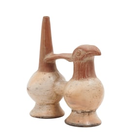 Peruvian Chimu Type Pottery Bird Whistling Vessel