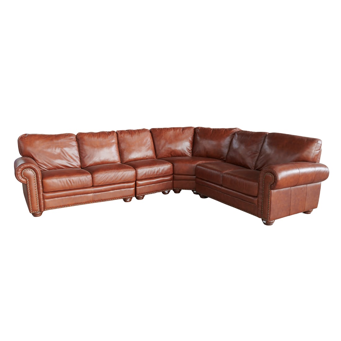 Contemporary Brown Leather Sectional Sofa (1 of 3)