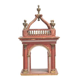 Antique Italian Style Painted Architectural Niche
