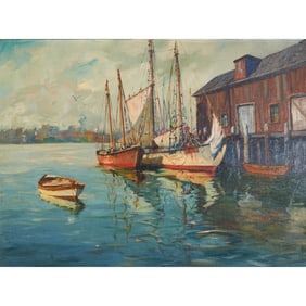 C. Hjalmar Amundsen, A Cape Cod Harbor, oil on canvas