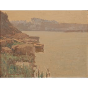 Gottardo Piazzoni, Lake View, oil on board