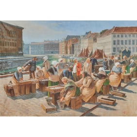 Soren Christian Bjulf, Fish Market/Copenhagen, oil/canv
