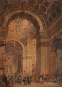 Maure Milano, Church Interior, watercolor