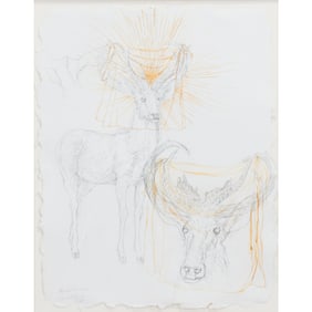 Ann McCoy, Stag with Veronica, pencil and watercolor