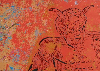 Alex Flemming, Devil, mixed media on paper
