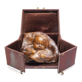 Jean Joseph Carries, Sleeping Baby, plaster in box