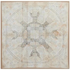 19th Century Burmese Yantra Cloth, framed