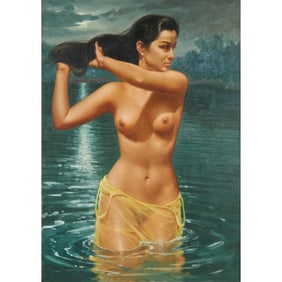 Romeo Enriquez, Nude in Water, oil on canvas