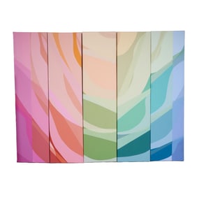 Fiore Ai, "Rising", acrylic on canvas in five panels