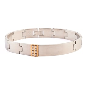 Men's Diamond, Stainless Steel, 10k Gold Bracelet.