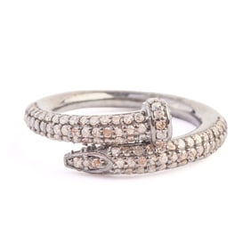 Diamond, Oxidized Silver Ring.