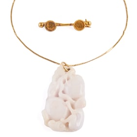 Jade, 14k Yellow Gold Jewelry Suite.