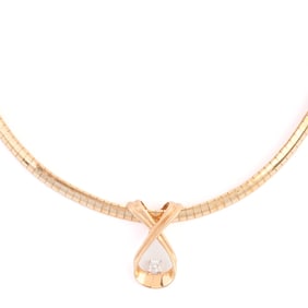 Diamond, 14k Yellow Gold Necklace.