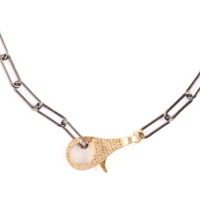 Diamond, Vermeil, Oxidized Silver Necklace.