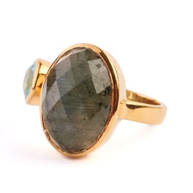 Labradorite, Blue Topaz, Vermeil Cuff Ring.