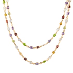 Multi-Stone, Vermeil Necklace.