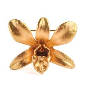22k Yellow Gold Orchid Brooch.