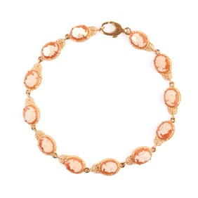 Shell Cameo, 14k Yellow Gold Bracelet.