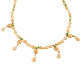 Opal Bead, 18k Yellow Gold Necklace.