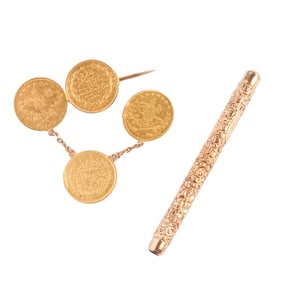 Two Yellow Gold Jewelry Items.