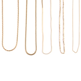 Collection of 14k Yellow Gold Chains.