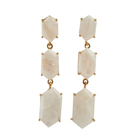 Pair of Moonstone, Vermeil Earrings.